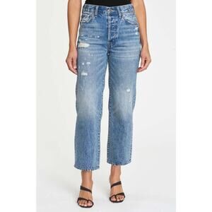 Pistola Cassie High Rise Straight Crop Distressed Jeans Size 31